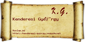 Kenderesi György névjegykártya